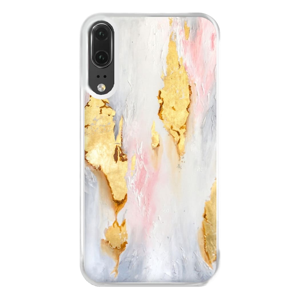 Gold Flaked Marble Pattern Phone Case for Huawei P20