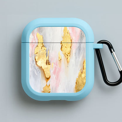 Gold Flaked Marble Pattern Blue AirPods Case