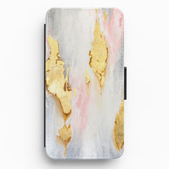 Gold Flaked Marble Pattern Flip / Wallet Phone Case