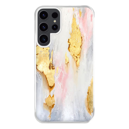 Gold Flaked Marble Pattern Phone Case for Galaxy S23 Ultra