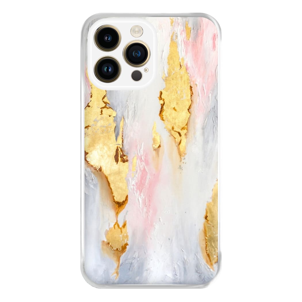 Gold Flaked Marble Pattern Phone Case for iPhone 14 Pro Max