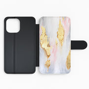 Gold Flaked Marble Pattern Flip / Wallet Phone Case 2