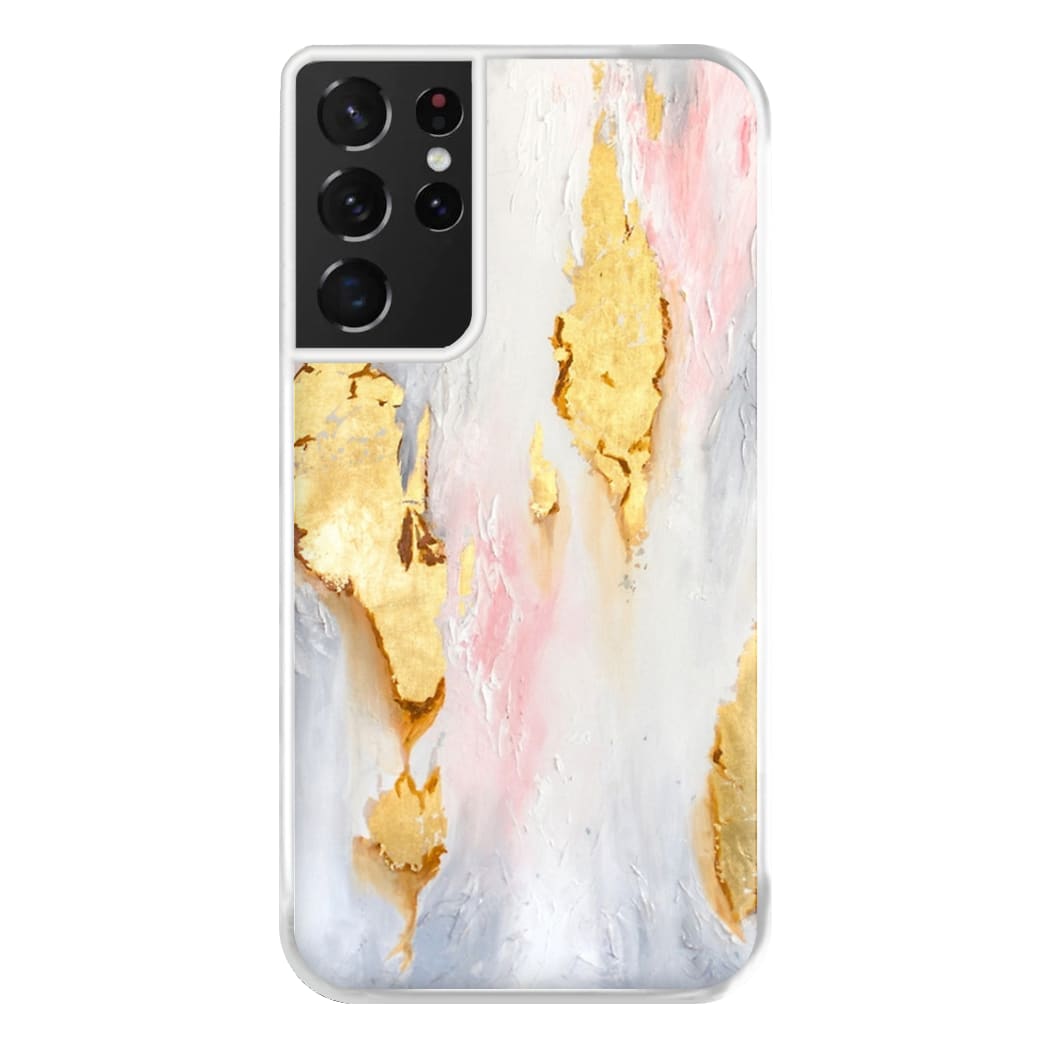 Gold Flaked Marble Pattern Phone Case for Galaxy S21 Ultra