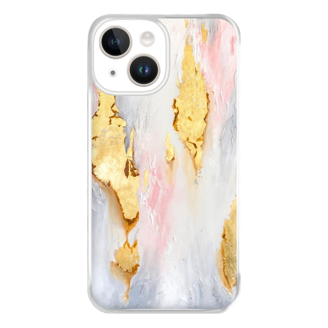 Gold Flaked Marble Pattern Phone Case for iPhone 14