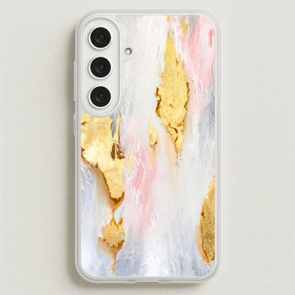 Gold Flaked Marble Pattern Phone Case for Galaxy S25FE
