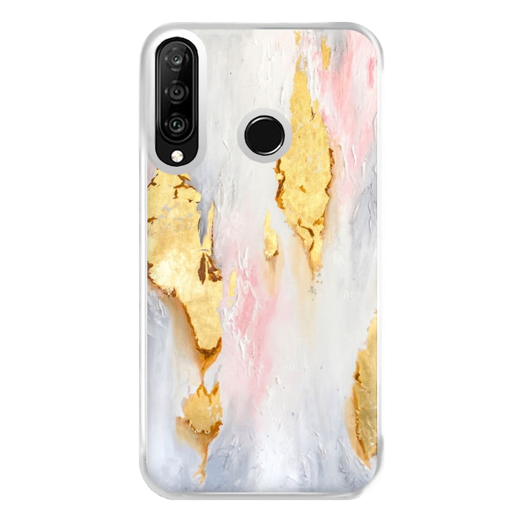 Gold Flaked Marble Pattern Phone Case for Huawei P30 Lite