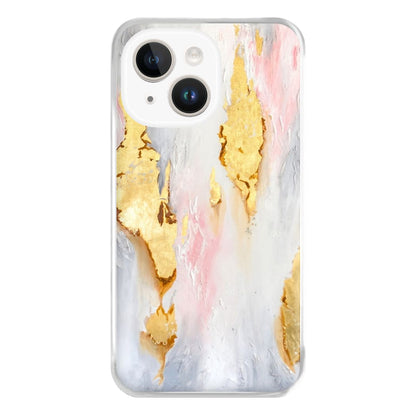 Gold Flaked Marble Pattern Phone Case for iPhone 14 Plus