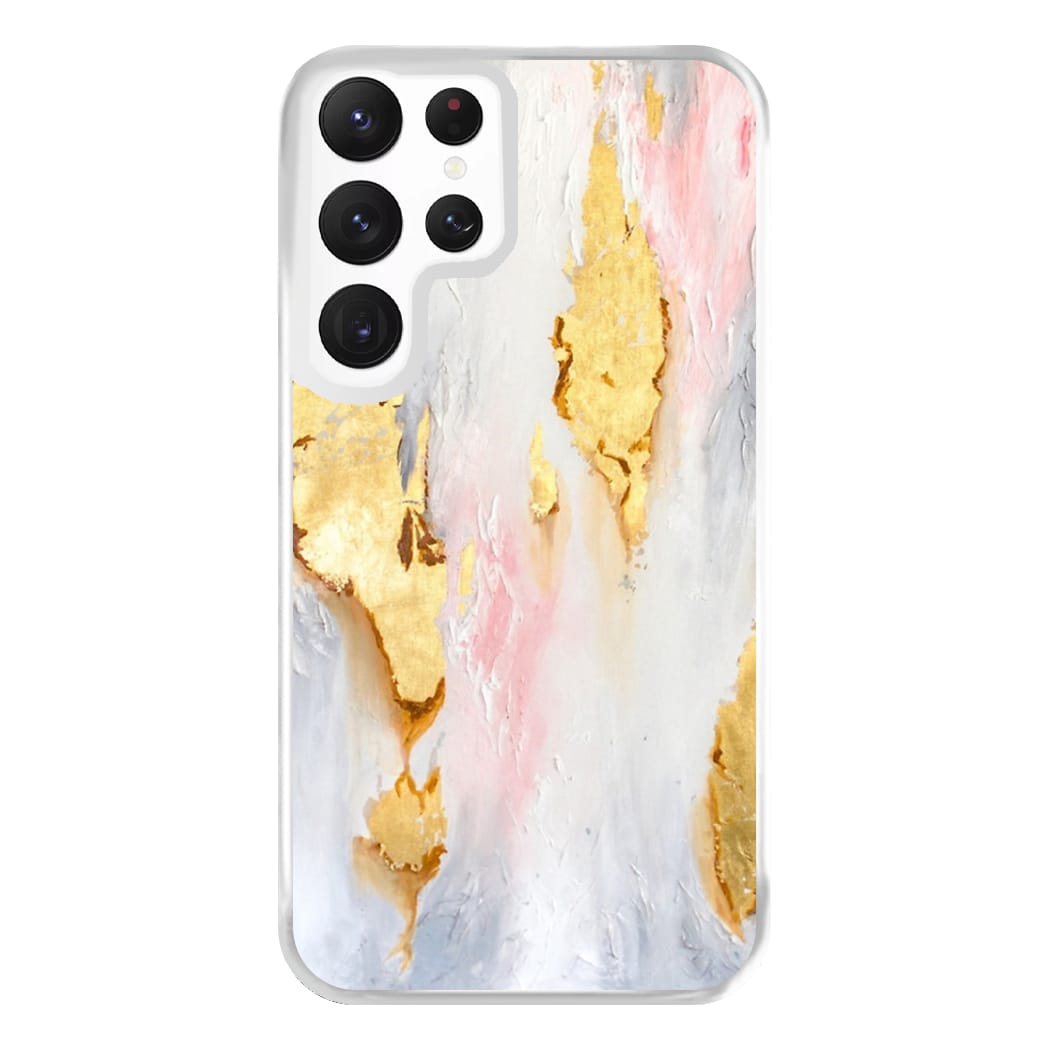 Gold Flaked Marble Pattern Phone Case for Galaxy S22 Ultra