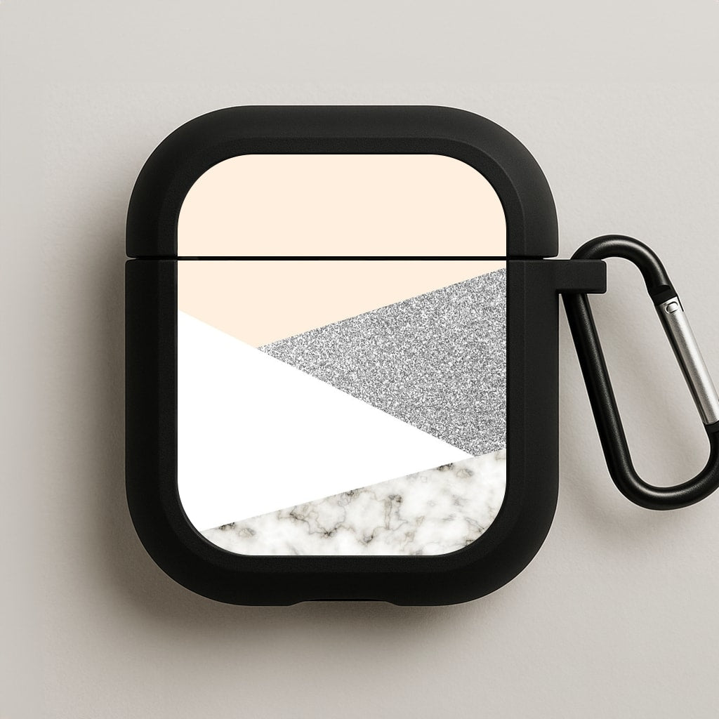 Abstract Marble and Silver Pattern AirPods Case
