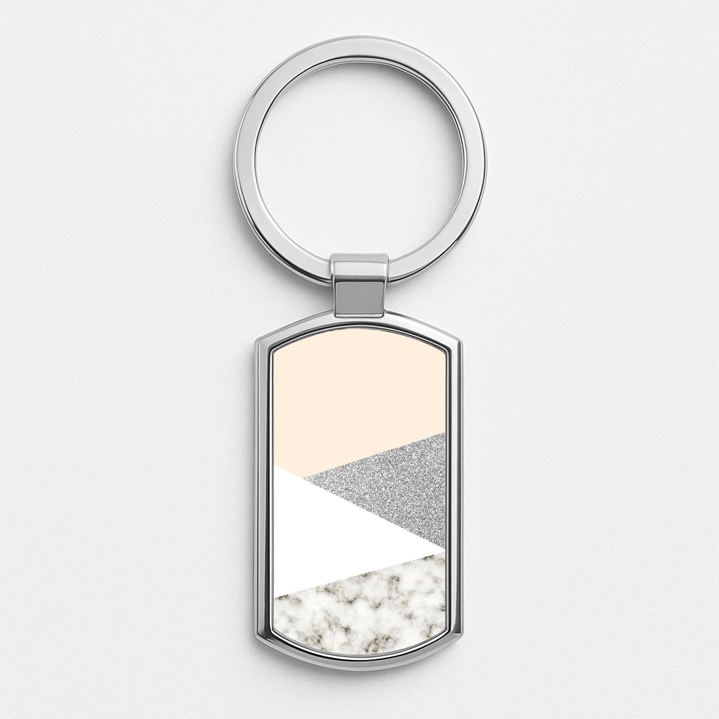 Abstract Marble and Silver Pattern Luxury Keyring