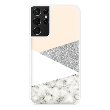 Abstract Marble and Silver Pattern Phone Case for Galaxy S21 Ultra