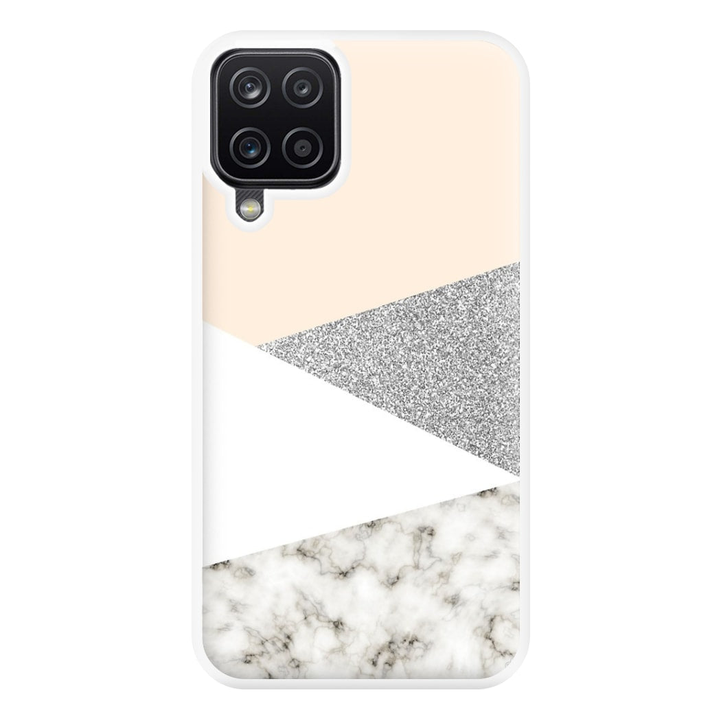 Abstract Marble and Silver Pattern Phone Case for Galaxy A12