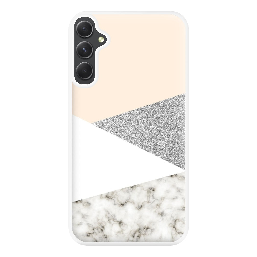 Abstract Marble and Silver Pattern Phone Case for Galaxy A34