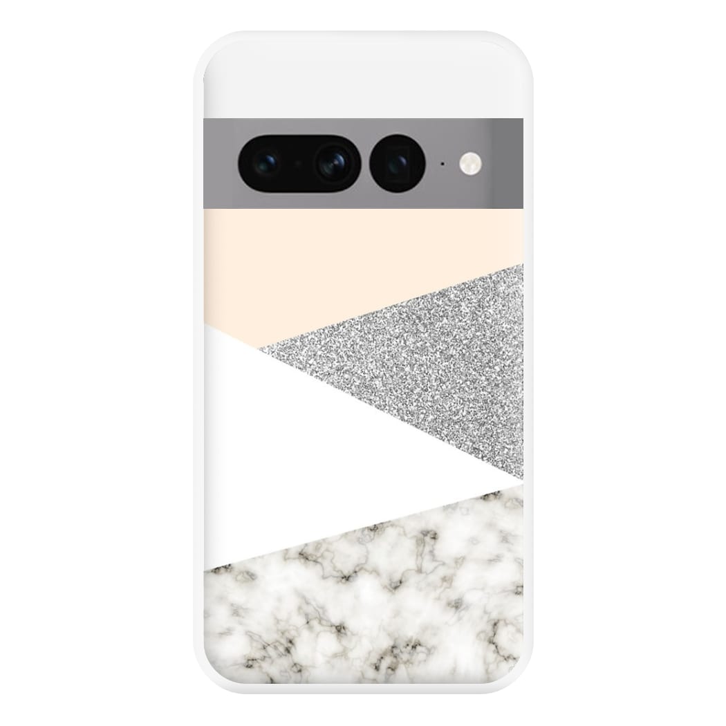 Abstract Marble and Silver Pattern Phone Case for Google Pixel 7 Pro