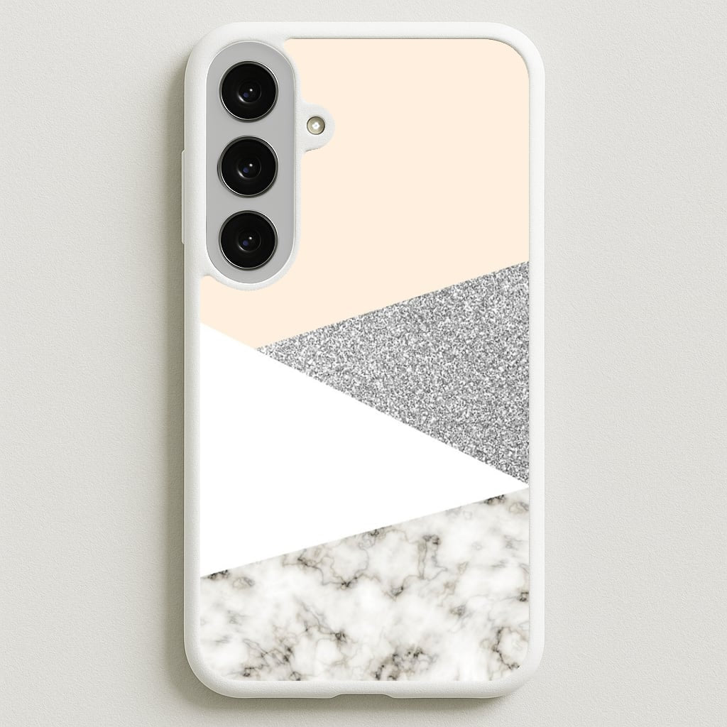 Abstract Marble and Silver Pattern Phone Case for Galaxy S25FE