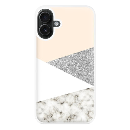 Abstract Marble and Silver Pattern Phone Case for iPhone 16 Plus