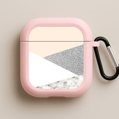 Abstract Marble and Silver Pattern Pink AirPods Case