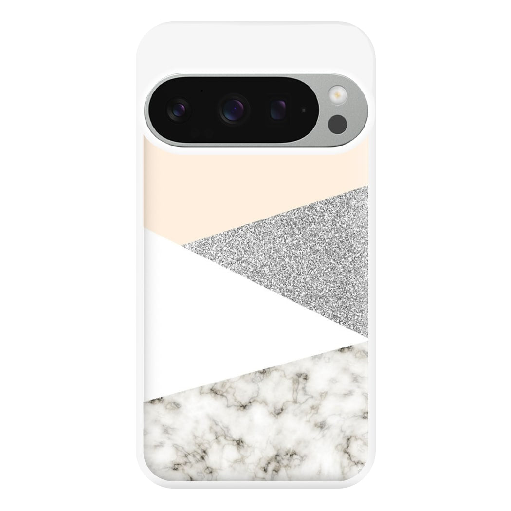 Abstract Marble and Silver Pattern Phone Case for Google Pixel 9 Pro XL