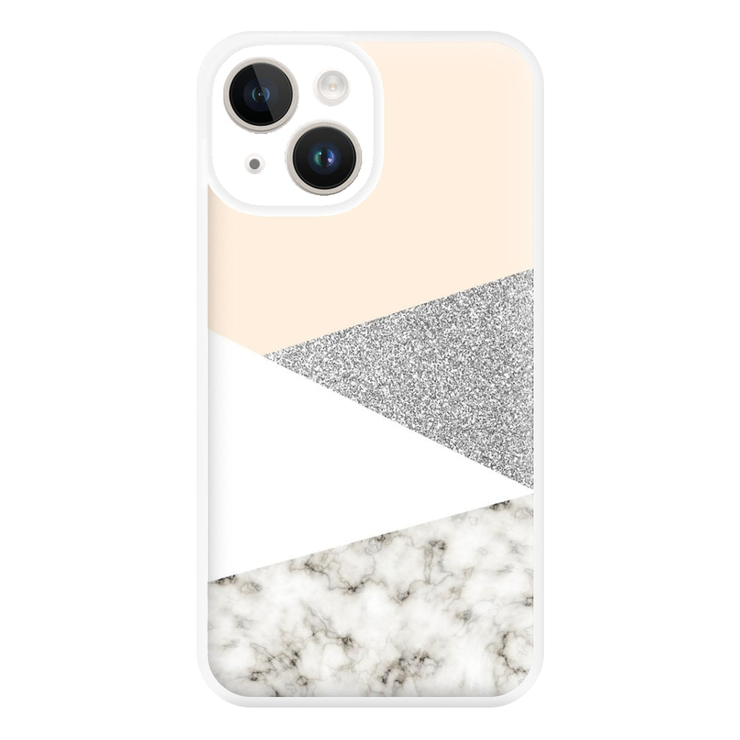 Abstract Marble and Silver Pattern Phone Case for iPhone 14