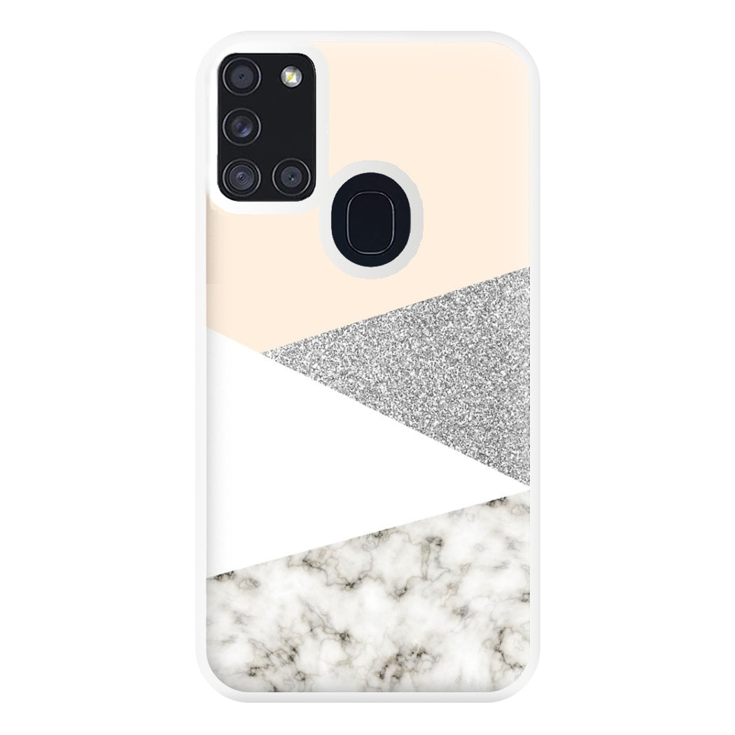 Abstract Marble and Silver Pattern Phone Case for Galaxy A21s