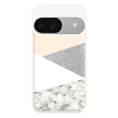 Abstract Marble and Silver Pattern Phone Case for Google Pixel 9 / 9 Pro