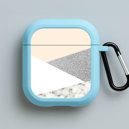 Abstract Marble and Silver Pattern Blue AirPods Case