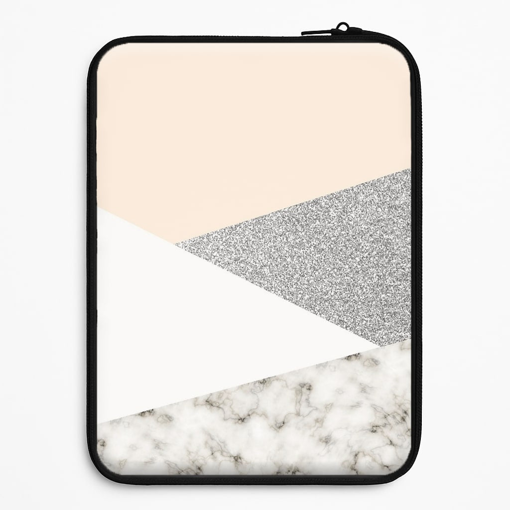 Abstract Marble and Silver Pattern Laptop Sleeve