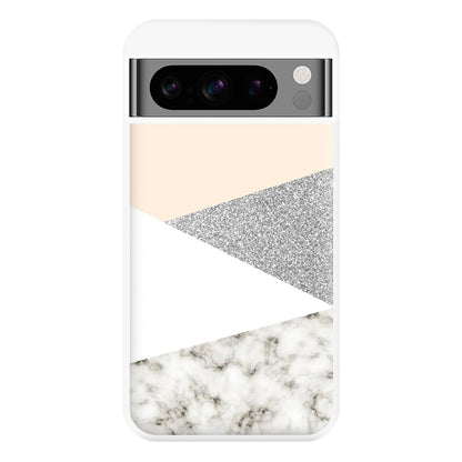 Abstract Marble and Silver Pattern Phone Case for Google Pixel 8 Pro