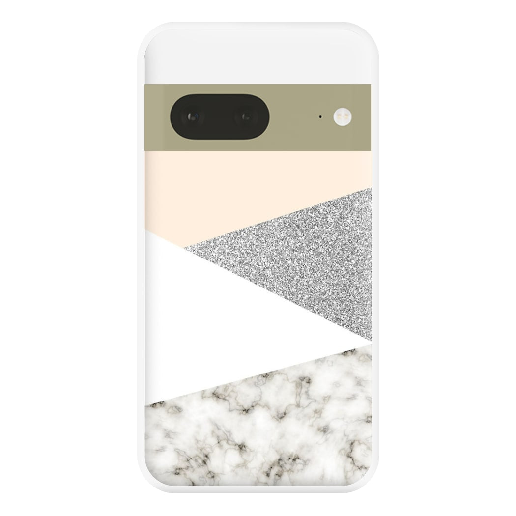 Abstract Marble and Silver Pattern Phone Case for Google Pixel 7a