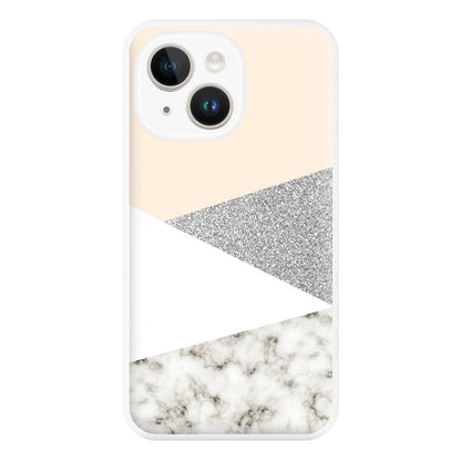 Abstract Marble and Silver Pattern Phone Case for iPhone 14 Plus