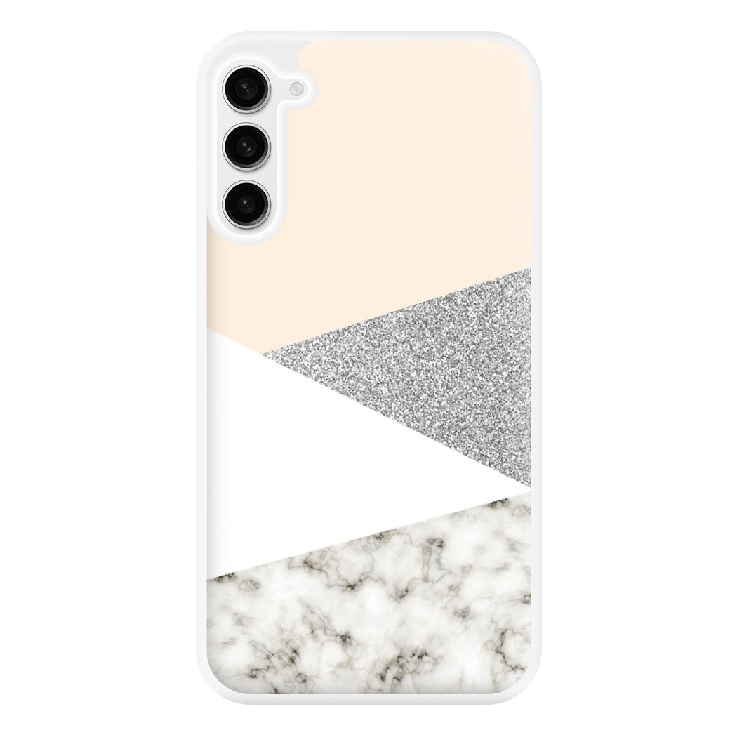 Abstract Marble and Silver Pattern Phone Case for Galaxy S23FE