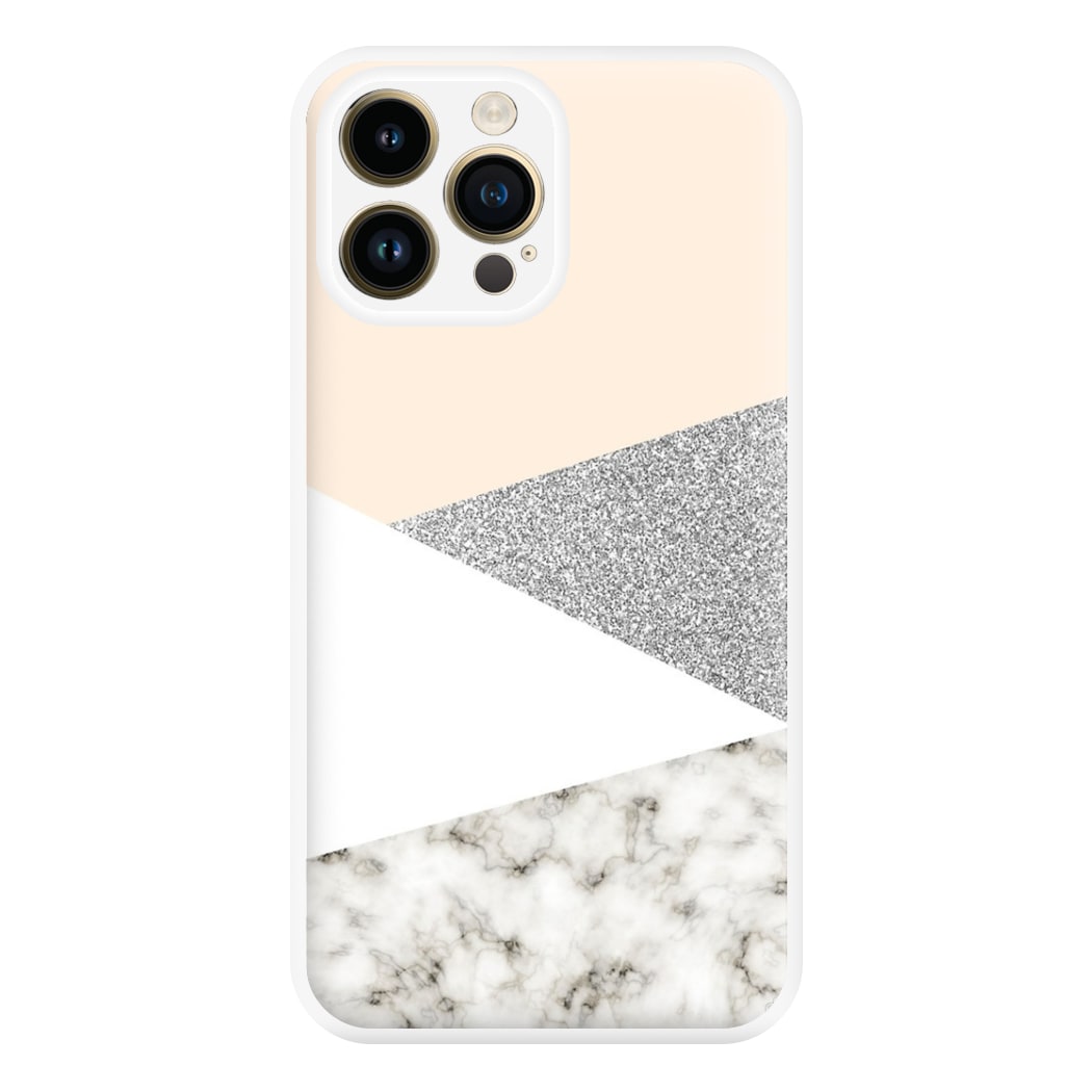 Abstract Marble and Silver Pattern Phone Case for iPhone 14 Pro Max