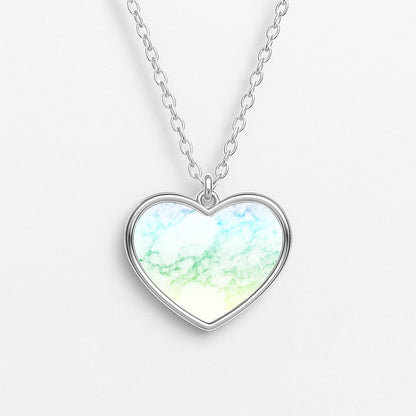 Rainbow Streak Marble Pattern Heart Necklace