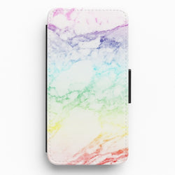 Rainbow Streak Marble Pattern Flip / Wallet Phone Case
