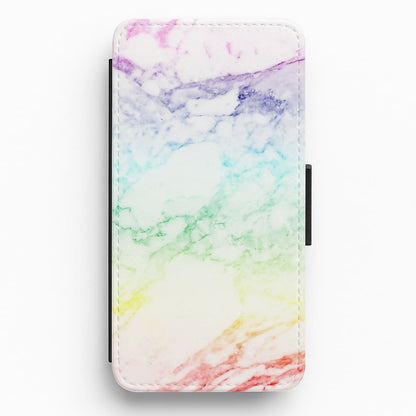 Rainbow Streak Marble Pattern Flip / Wallet Phone Case