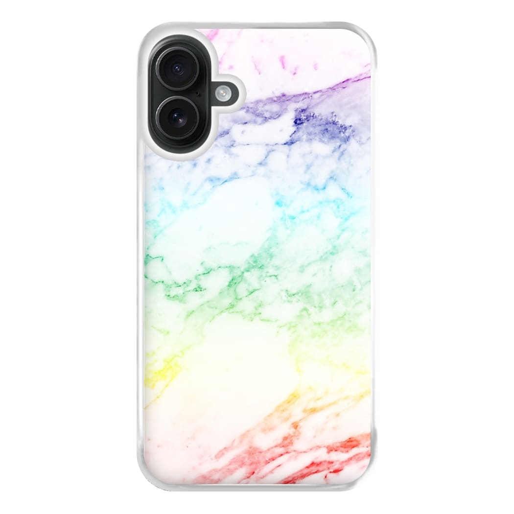 Rainbow Streak Marble Pattern Phone Case for iPhone 16 Plus