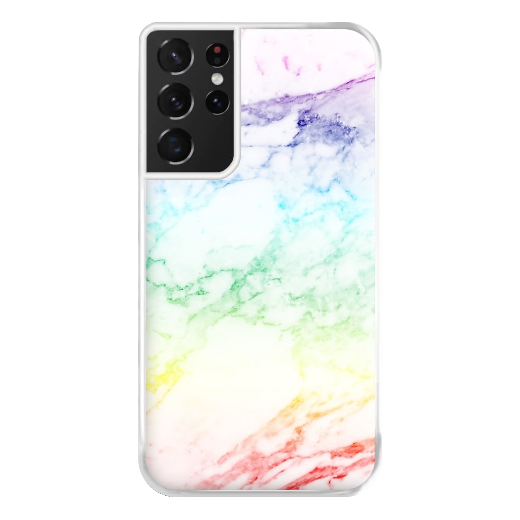 Rainbow Streak Marble Pattern Phone Case for Galaxy S21 Ultra