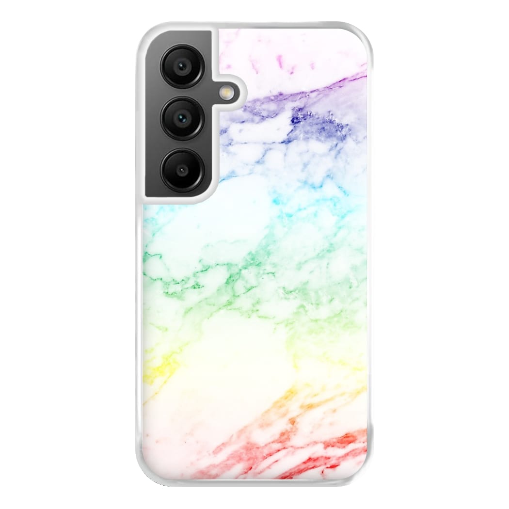 Rainbow Streak Marble Pattern Phone Case for Galaxy A55