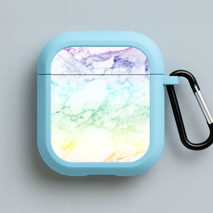 Rainbow Streak Marble Pattern Blue AirPods Case