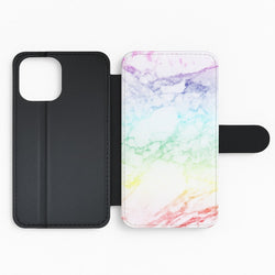 Rainbow Streak Marble Pattern Flip Phone Case