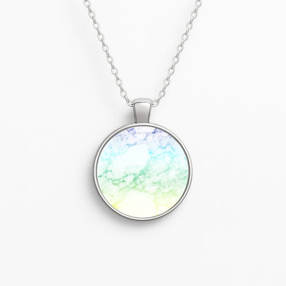 Rainbow Streak Marble Pattern Circle Necklace