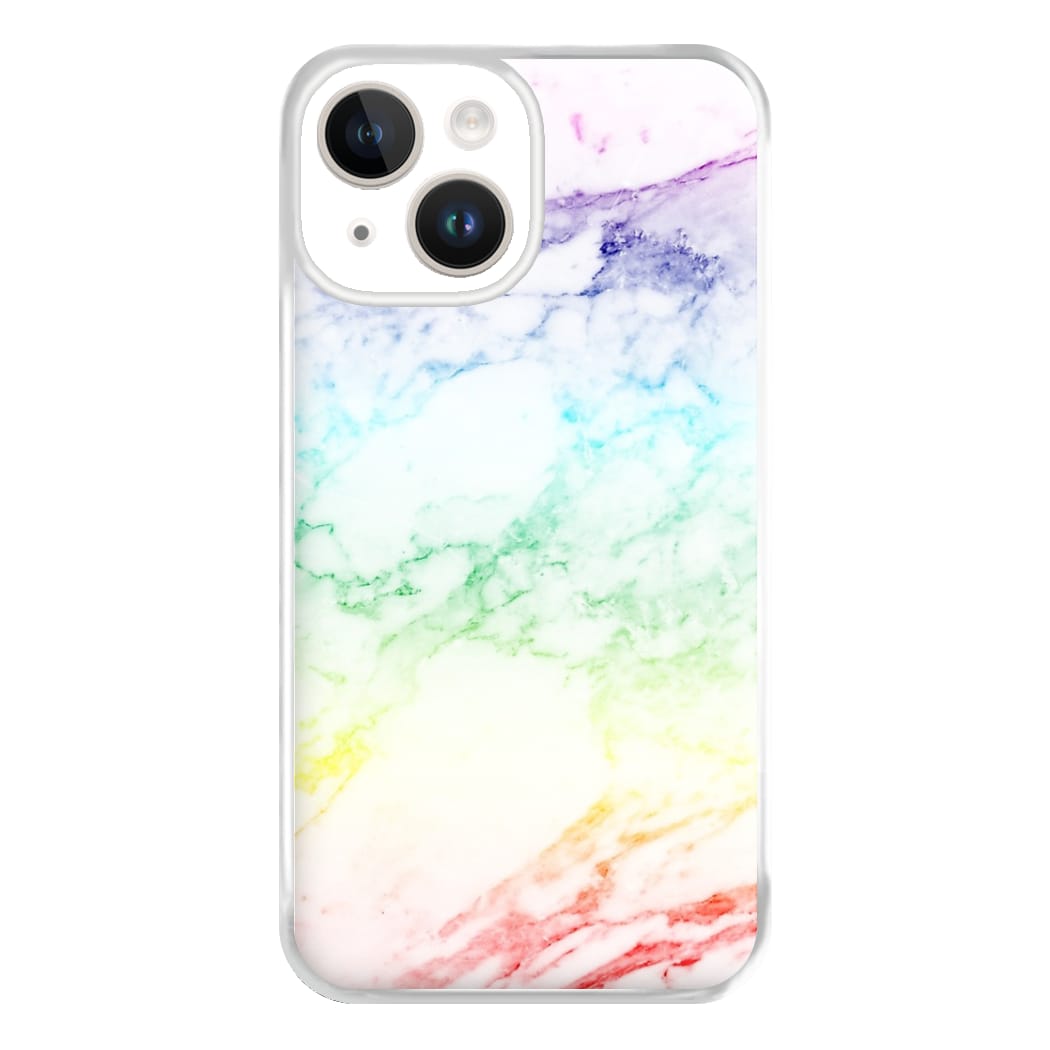 Rainbow Streak Marble Pattern Phone Case for iPhone 14