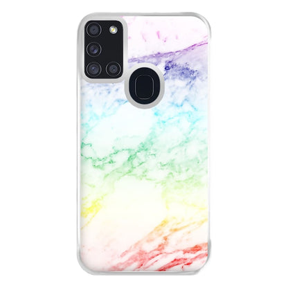 Rainbow Streak Marble Pattern Phone Case for Galaxy A21s