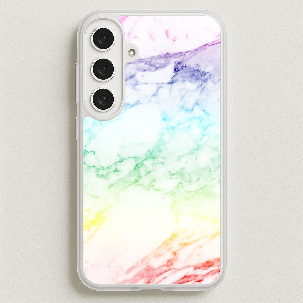 Rainbow Streak Marble Pattern Phone Case for Galaxy S25FE