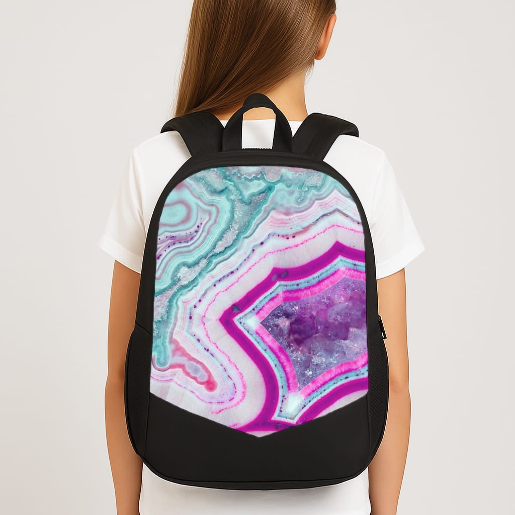 Purple Geode Pattern Large School Bag