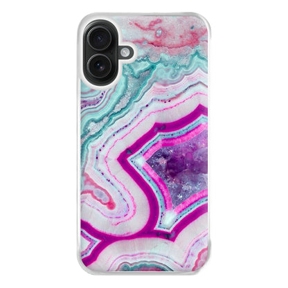 Purple Geode Pattern Phone Case for iPhone 16 Plus