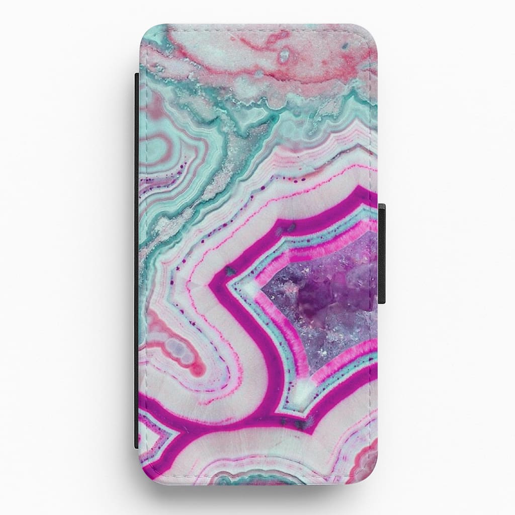 Purple Geode Pattern Flip Wallet Phone Case