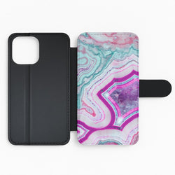 Purple Geode Pattern Flip Wallet Phone Case