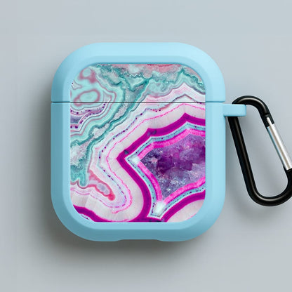 Purple Geode Pattern Blue AirPods Case
