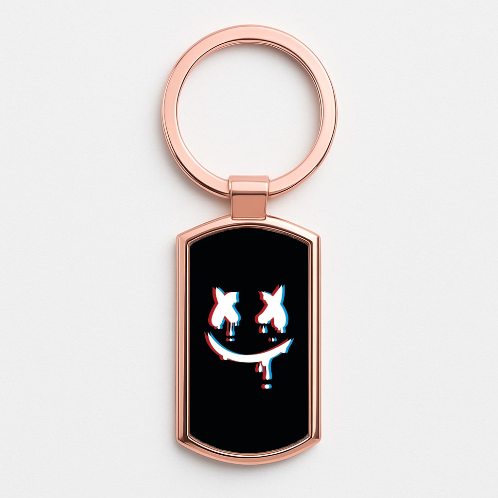 Blue Blur - White Helmet DJ Rose Gold Keyring